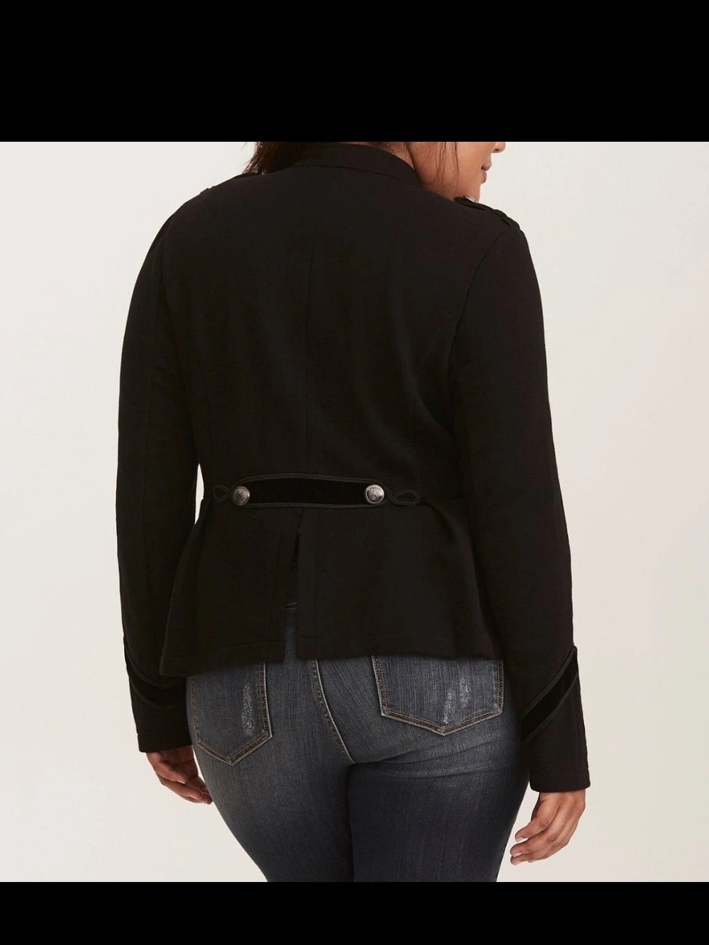 Torrid Black Embellished Zip Front Military Jacket - Picture 2 of 6
